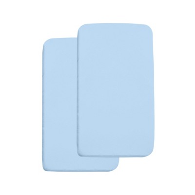 BreathableBaby All-in-One Fitted Sheet & Waterproof Cover, For 36" x 18" Cradle Mattress (2-Pack), Light Blue