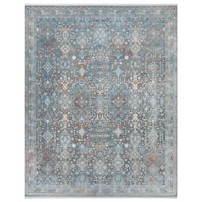Gertmenian Florance Lucia Distressed Traditional Teal Gray Indoor Viscose Acrylic Area Rug with Fringe