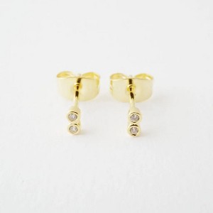 Mini Double Crystal Stud Earrings in Gold, Silver, Rose Gold - Honeycat - 1 of 4