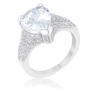 Slickblue Vintage-Inspired 5.8ct Pear Cut CZ Cocktail Ring with Accent Stones, Rhodium Plated, Sizes 5-10 - 1 of 4