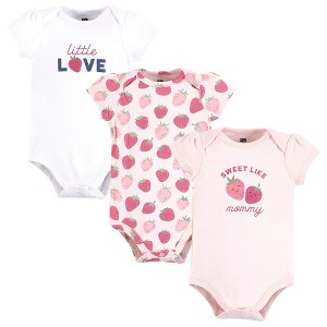 Hudson Baby Infant Girl Cotton Bodysuits, Strawberry Love - 1 of 4