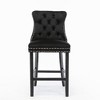 CAVINAS Mid-Century Barstools with Button Tufted and Chrome Nailhead Trim, Velvet Upholstered Dining Chair, Leisure Bar Chairs, Bar Stools, Set of 2 - 4 of 4