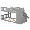 Stairway Twin over Twin Bunk Bed with Two Drawers and Slide, White - 2 of 4