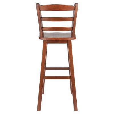 Winsome Scalera 16" Walnut Swivel Ladder Back Barstool