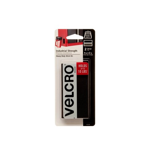  VELCRO Brand Heavy Duty Tape & Heavy Duty Fasteners, 4x2 Inch  Strips 4 Sets, Holds 10 lbs, Stick-On Adhesive Backed, Black Industrial  Strength