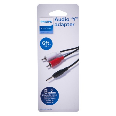 Philips 6' Y-Adapter Audio Cable. 3.5MM - Red/White_2