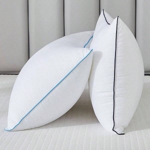 Queen Size Cooling Pillows Set of 2 - Luxury Hotel Quality Down Alternative Fill for Side, Back, or Stomach Sleepers - 1 of 4