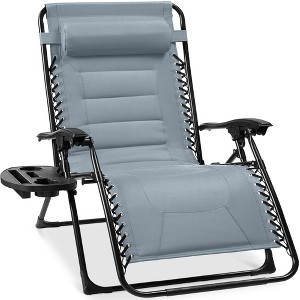 Best Choice Products Oversized Padded Zero Gravity Chair, Folding Outdoor Patio Recliner w/ Side Tray - 1 of 4