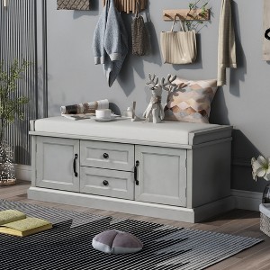 Modern Storage Bench, with Drawers & Removable Cushion, Shoe Bench, for Bedside, Living Room, Entryway, Multiple Design Styles & Color Combinations - 1 of 4