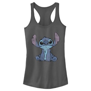 Juniors Womens Lilo & Stitch Watercolor Stitch Racerback Tank Top - 1 of 4