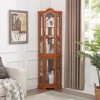 ChicFurnit Decorative Storage Cabinet Elegant Corner Curio Cabinet with Glass Doors for Living Room or Bedroom, Brown, 46.85"*20.08"*12.2" - 2 of 4