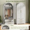 Wardrobe Closet with 2 Drawers and Arched Doors, 73" Tall Wooden Bedroom Armoires with Hanging Rod - 4 of 4