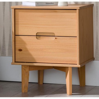NicBex 2 Drawers Nightstand with Cutout Handles,Bedside Table with Storage Space,Mid-Century Modern Side Table for Bedroom