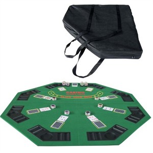 YONWAY 48" Folding Poker Table Top for 8-Player Texas Holdem Octagon Casino Game Portable Layout Mat Green for Adults and Children - 1 of 4