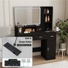 Makeup Vanity Table, Vanity Desk Set with Large Mirror, LED Lights and Power Outlet, Makeup Desk with Drawers and Storage Shelves - 3 of 4
