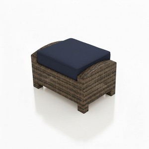 Covers&All Bainbridge Ottoman in Cappuccino Wicker with Sunbrella Cushion, 20 in L x 29.5 in W x 16.5 in H - 1 of 4