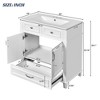 30" Retro Style Bathroom Vanity with Ceramic Sink, Solid Wood Frame Cabinet with 2 Soft-Close Doors & 1 Drawer, Blue/Green/White - ModernLuxe - 3 of 4