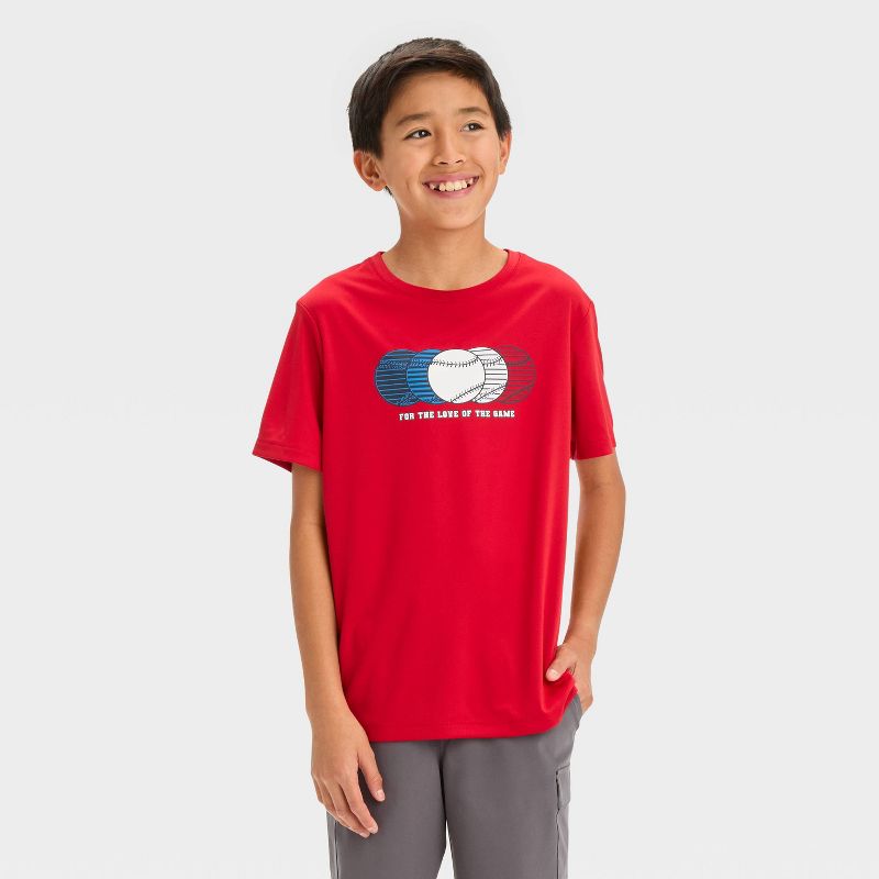 Boys' Short Sleeve Baseball T-Shirt - All In Motion™ Red, 1 of 6
