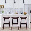 FDW Bar Stool Wood Classic 24/30 Inch Saddle Seat Kitchen Bar Stool Set of 2 Bar Stool with Footrests Wooden Counter Height Stools for Home - 2 of 4