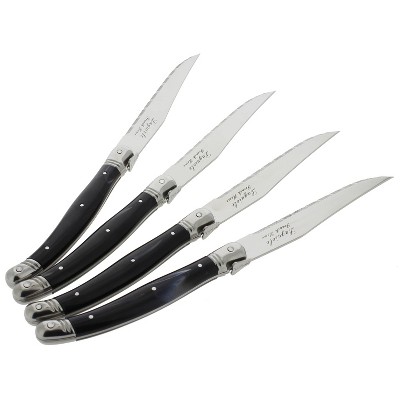 4pk Stainless Steel Laguiole Steak Knives Black - French Home