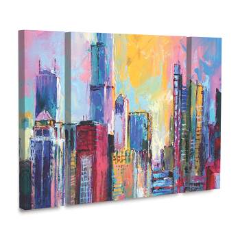 Trademark Fine Art -Richard Wallich 'Chicago 3' Multi Panel Art Set Small 3 Piece