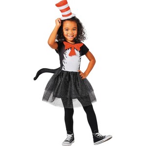 Dr. Seuss Girl's The Cat in the Hat The Cat Dress Halloween Costume Dress - 1 of 2