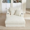 Pexfix 47" Chaise Lounge Chair Fluffy Corduroy Boneless Sleeper Sofa Couch with Cupholders and 3 Throw Pillows for Living Room Bedroom & Office White - 2 of 4