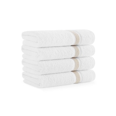 Aston & Arden Aegean Eco-Friendly Hand Towels (4 Pack), 18x30 in., Recycled Cotton, Solid and Striped Color Options