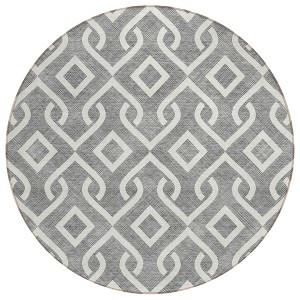 Gray And Ivory Geometric Washable Indoor Outdoor Area Rug - 1 of 4