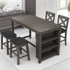 5-Piece Counter Height Dining Table Set with Storage Shelf, Solid Wood Bar Table and 2 Upholstered Chairs & 2 Stools, Table Set for Kitchen - 3 of 4
