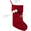 Aoibox 21 Inch Red Cable Knit Christmas Stocking Double Layer with Pompom Accent for Mantel Holiday Decor 1 Piece - 2 of 4