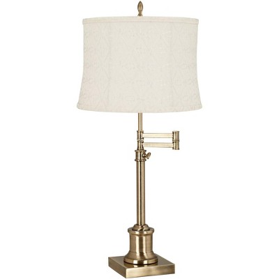 360 Lighting Westbury 36" Tall Skinny Large Traditional End Table Lamp Swing Arm Gold Antique Brass Finish Single Kolding White Shade Living Room