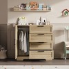 Garvee 43.3'' H Armoire Wardrobe Closet with 4 Drawers and 2 Doors, Hanging Rod, Multifunctional Wooden Dresser with Storage Closet - 4 of 4