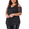 Agnes Orinda Women's Plus Size Sparkle Sequin Glitter Cold Shoulder Party Dressy Blouses - image 2 of 4