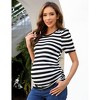 Clearlove Maternity Casual Shirts Women's Puff Short Sleeve T-Shirt Pregnancy Striped Ruched Side Tunic Top - 4 of 4