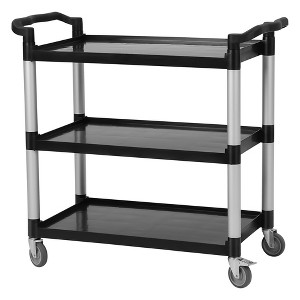 Utility Service Cart with Brake Wheel, 3 Shelf 360LBS Heavy Duty Rolling Service Cart with 360° Swivel Wheels, Restaurant Food Cart with Hammer - 1 of 4