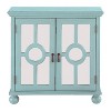 Classic Storage Cabinet 1pc Modern Traditional Accent Chest with Mirror Doors Antique Aqua Finish Pendant Pulls Wooden Furniture Living Room Bedroom - 2 of 4