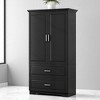 Tall Bathroom Storage Cabinet with 2 Drawers and Doors, Freestanding MDF Organizer with Adjustable Shelf - 2 of 4