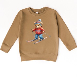 Skiing Bear Watercolor - Toddler Graphic Sweatshirt - 1 of 4