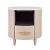 INFURNIC Nightstands Modern Round Nightstand with Storage Drawer Open Shelf Elegant Curved Design for Bedroom, Brown, 19.25"*19.25"*20.5" - 2 of 4