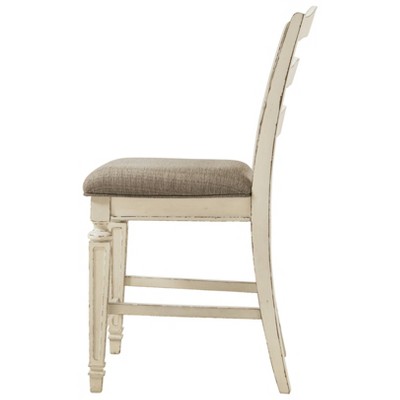 Chipped White French Country-Inspired Swivel Counter Stool