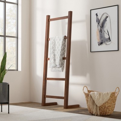 FURNIinspire Ladders Multifunctional Bath Towel Blanket Ladder Shelf Household Tall Step Ladder for Living Room, Bathroom, Brown, 13"*23"*63"