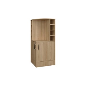 Vynxaria Toyei Corner Bar Cabinet with Open Shelves and Hidden Storage ¨C Black Finish - 1 of 4