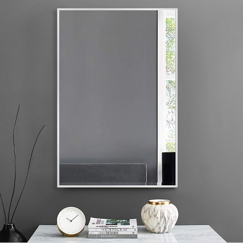 Dovelina Modern Rectangular Aluminium Fine Edge Black Hanging Mirror ...