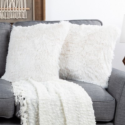 Oversized Floor Or Throw Pillow Square Luxury Plush- Shag Faux Fur Glam  Decor Cushion For Bedroom Living Room Or Dorm By Hastings Home (grey) :  Target