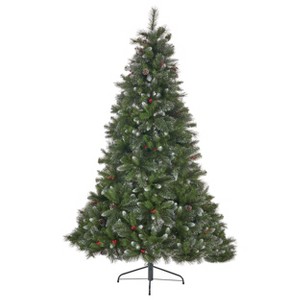 NicBex 9ft Artificial Christmas Tree Hinged Full Tree with 2099 Branch Tips, 73 Pinecones and 72 Red Berry for Decoration, Green - 1 of 4