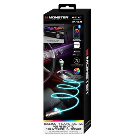 Monster 4pk Fiber Optic Led Light Strips For Car : Target