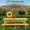Dexmalle 8-person Wooden Outdoor Picnic Table Set w/ Umbrella Hole & Benches - 3 of 4