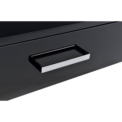 Coleen Black Wood Desk with Drawers and USB Port