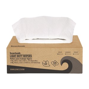 Boardwalk One-Ply Paper Wipers, 9.84 x 9.06, White, 125 Wipers / Box, 18 Boxes / Carton - 1 of 1
